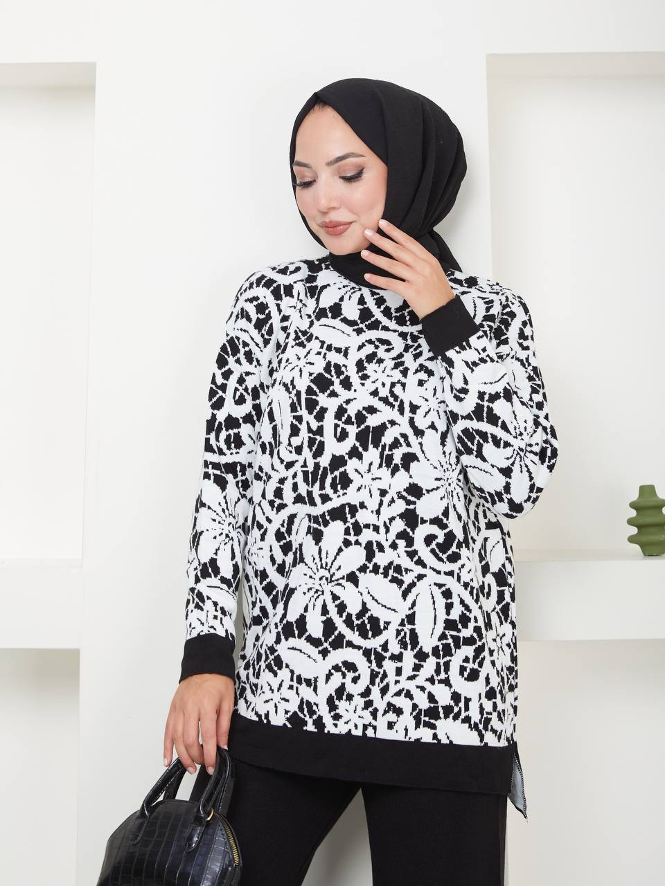 Ensemble 2 Pièces en Tricot Floral Taille Standard Réf12EFSUN