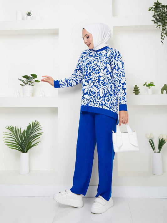 Ensemble 2 Pièces en Tricot Floral Taille Standard Réf12EFSUN