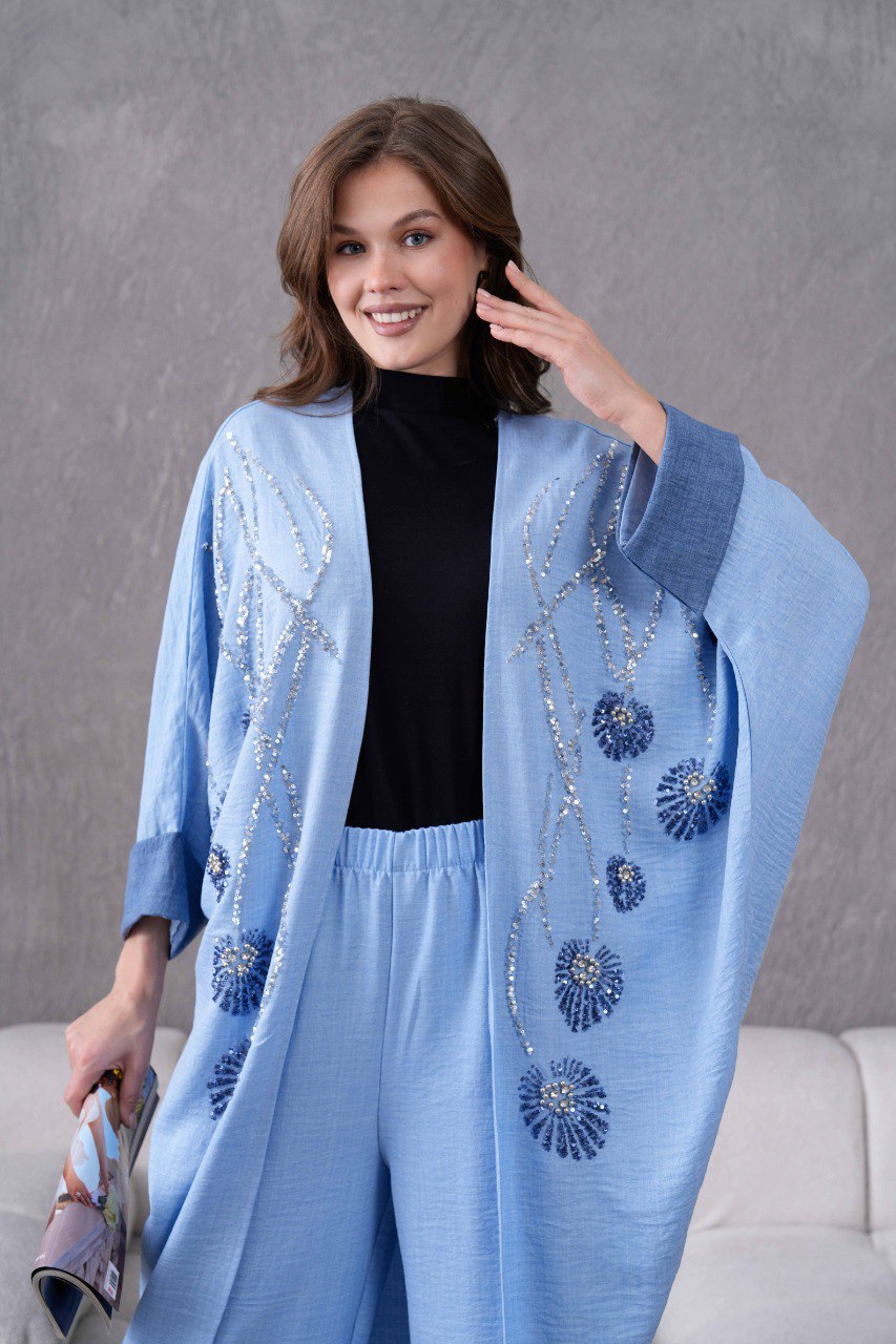 Ensemble Kimono 2 Pièces à fleurs 3D REFWTR2025