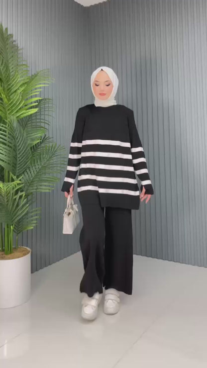 Ensemble 2 Pièces en Tricot à rayures Taille Standard Réf8EFSUN