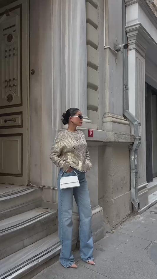 Sweater Tricot Doré Taille Standard Réf1273